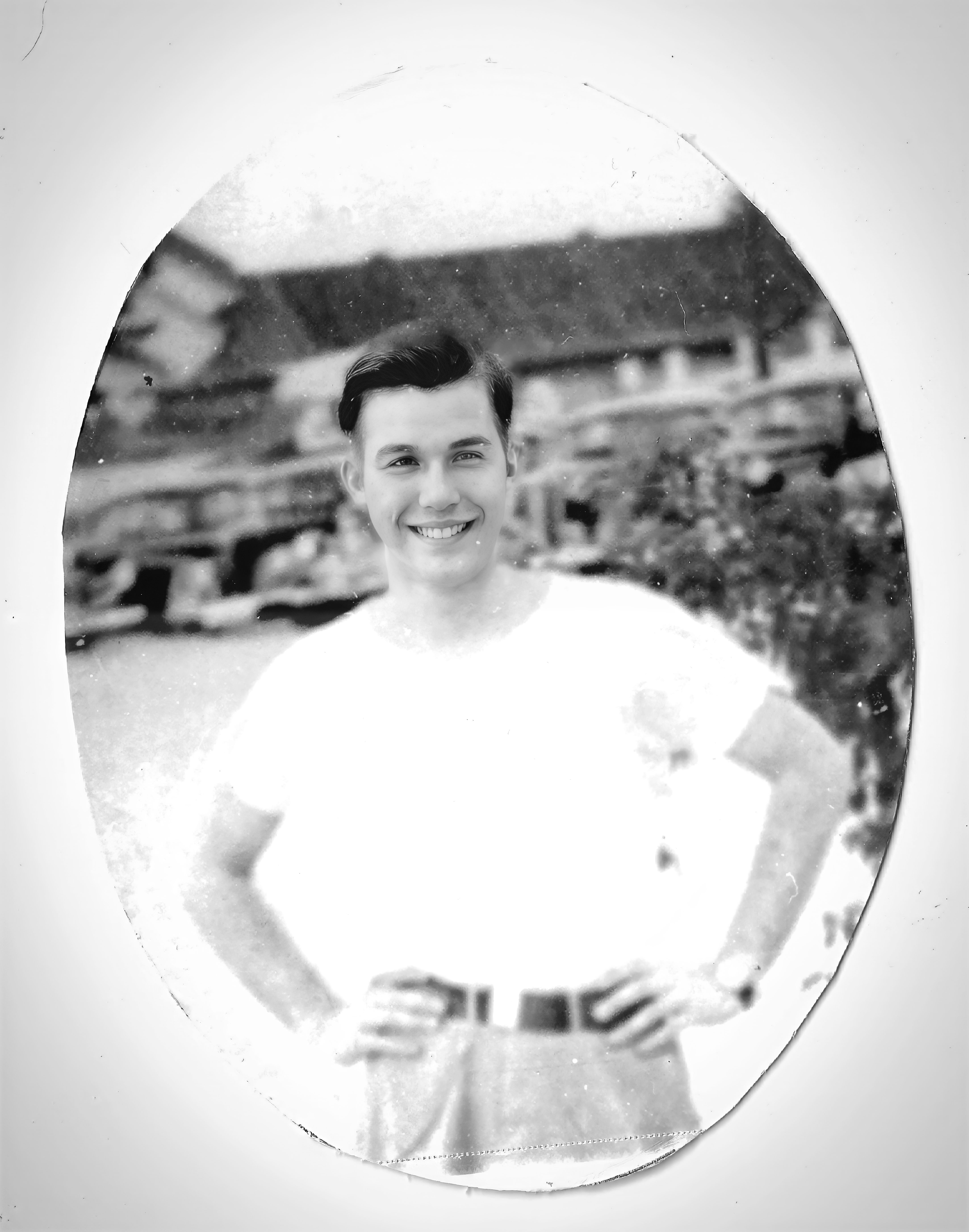 Black and white restored family portrait