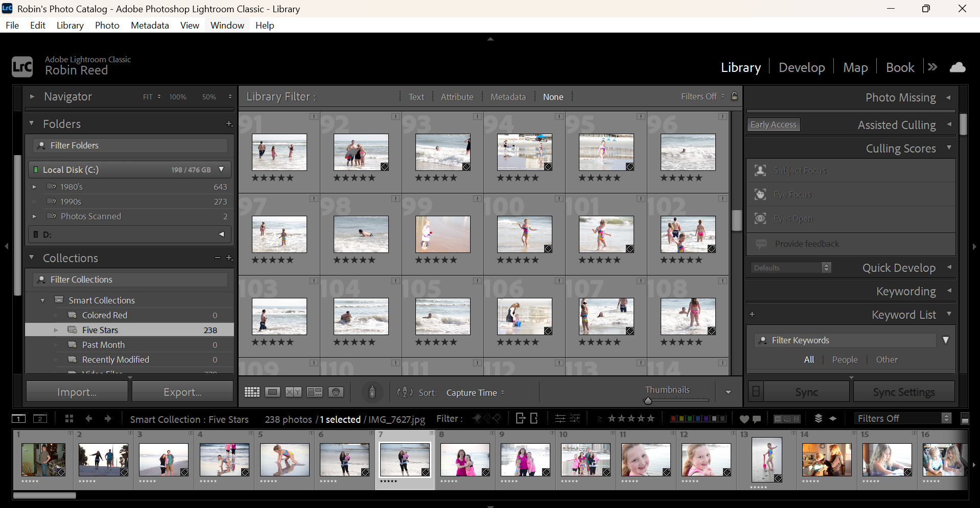 Organized digital photo library in Lightroom Classic